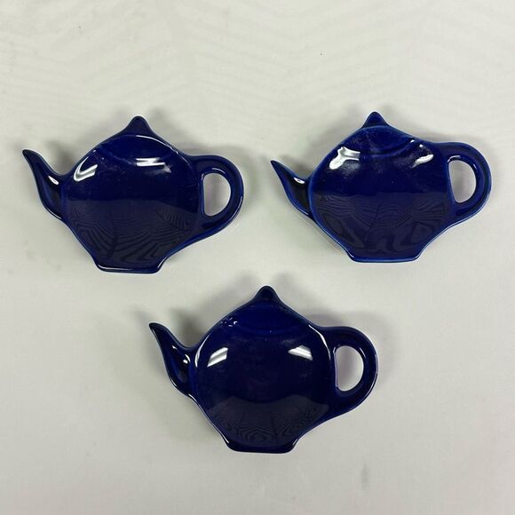 Le Gourmet Chef Cobalt Blue Tea Bag Holders Set of 3 - Picture 1 of 5